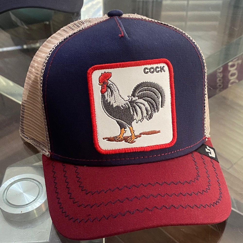 Goorin Bros rooster Navy and Red Trucker Hat